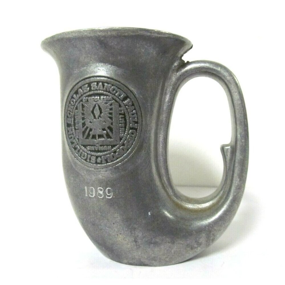 Vintage 1989 horn tankard metalware mug by Pewtarex Olde Country Reproductions